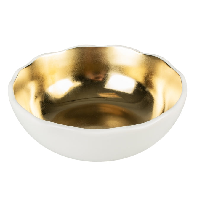 Duvoplus Keramiknapf Stone Organic - weiß/gold - 700ml - 16,5x16,5x7cm - Heim & Tiermarkt