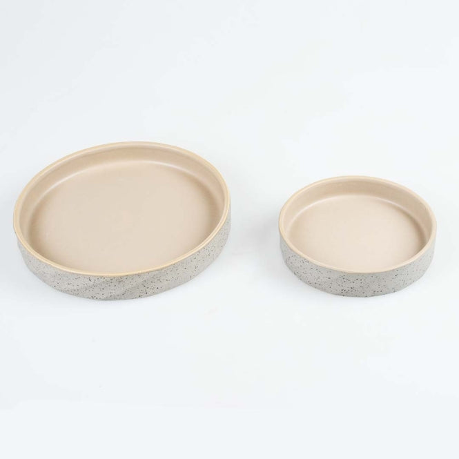Duvoplus flacher Keramiknapf Stone Wavy Dune - 260ml - 14,5x14,5x3cm - Heim & Tiermarkt