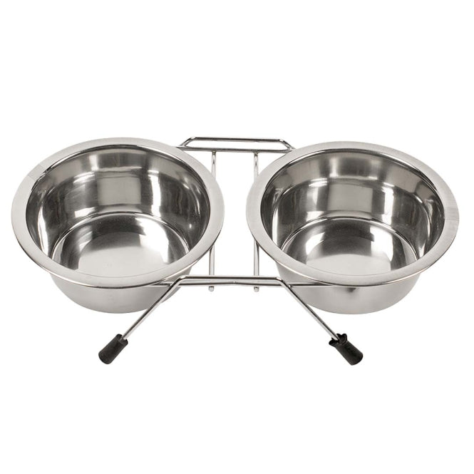 Duvoplus Edelstahl Doppel-Napfständer - 2x 1850ml / 21cm - Heim & Tiermarkt