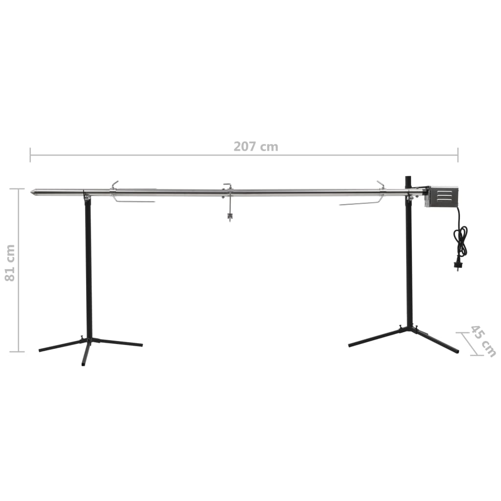 Automatischer Grillspieß mit Motor Edelstahl 207×45×81 cm – Bild 8