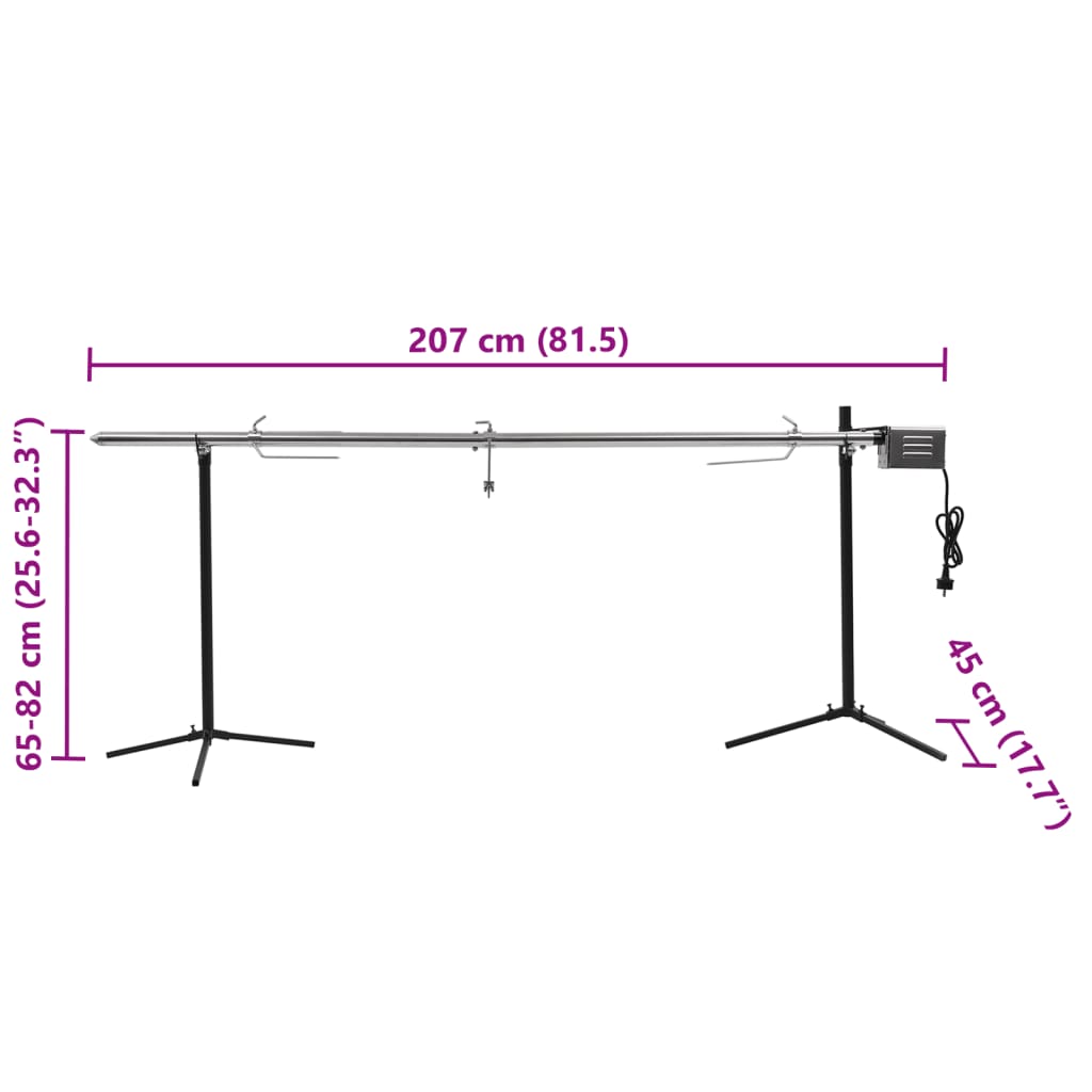 Automatischer Grillspieß mit Motor Edelstahl 207×45×81 cm – Bild 9