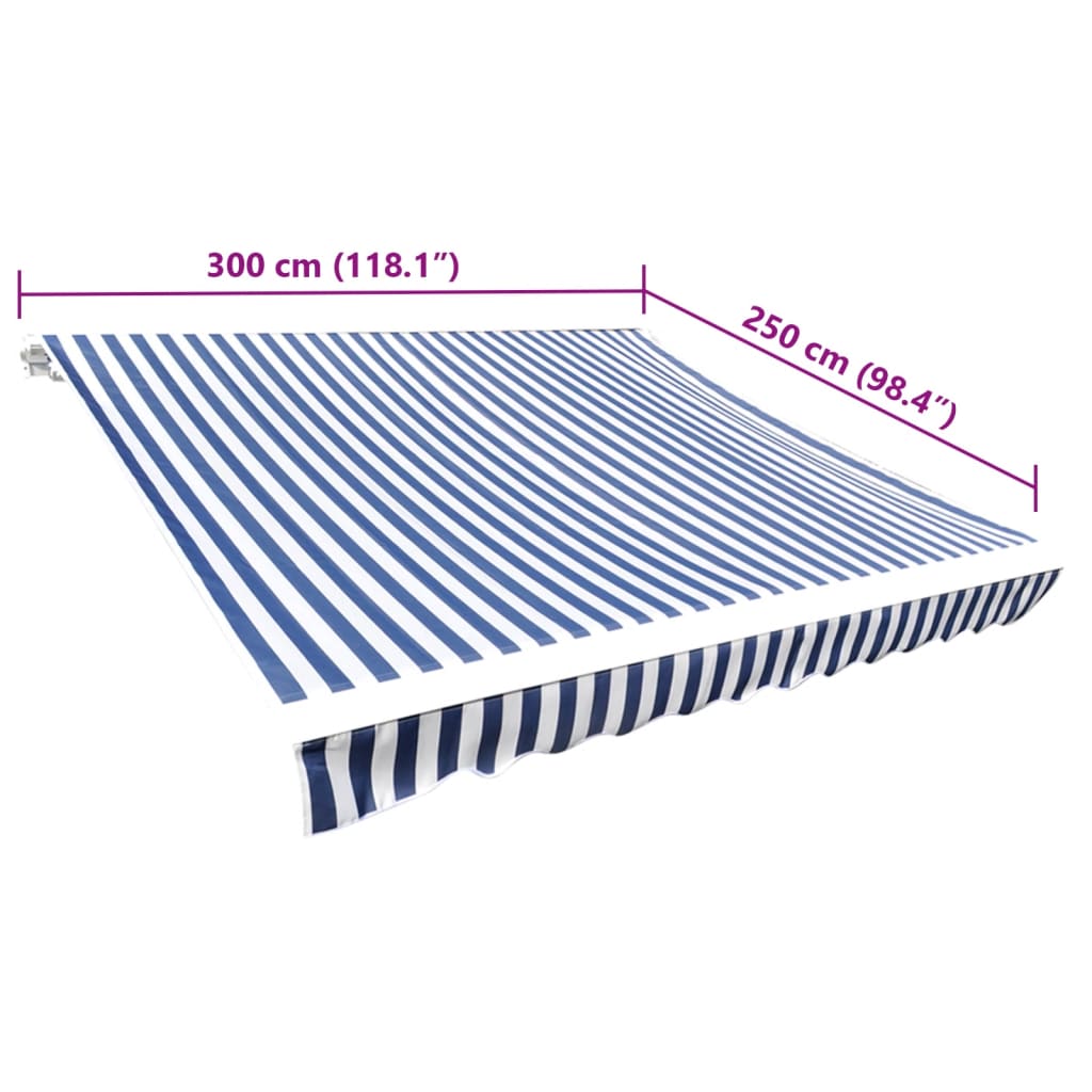 Ersatzstoff für Markise Blau und Weiß 300x250 cm Polyester – Bild 5