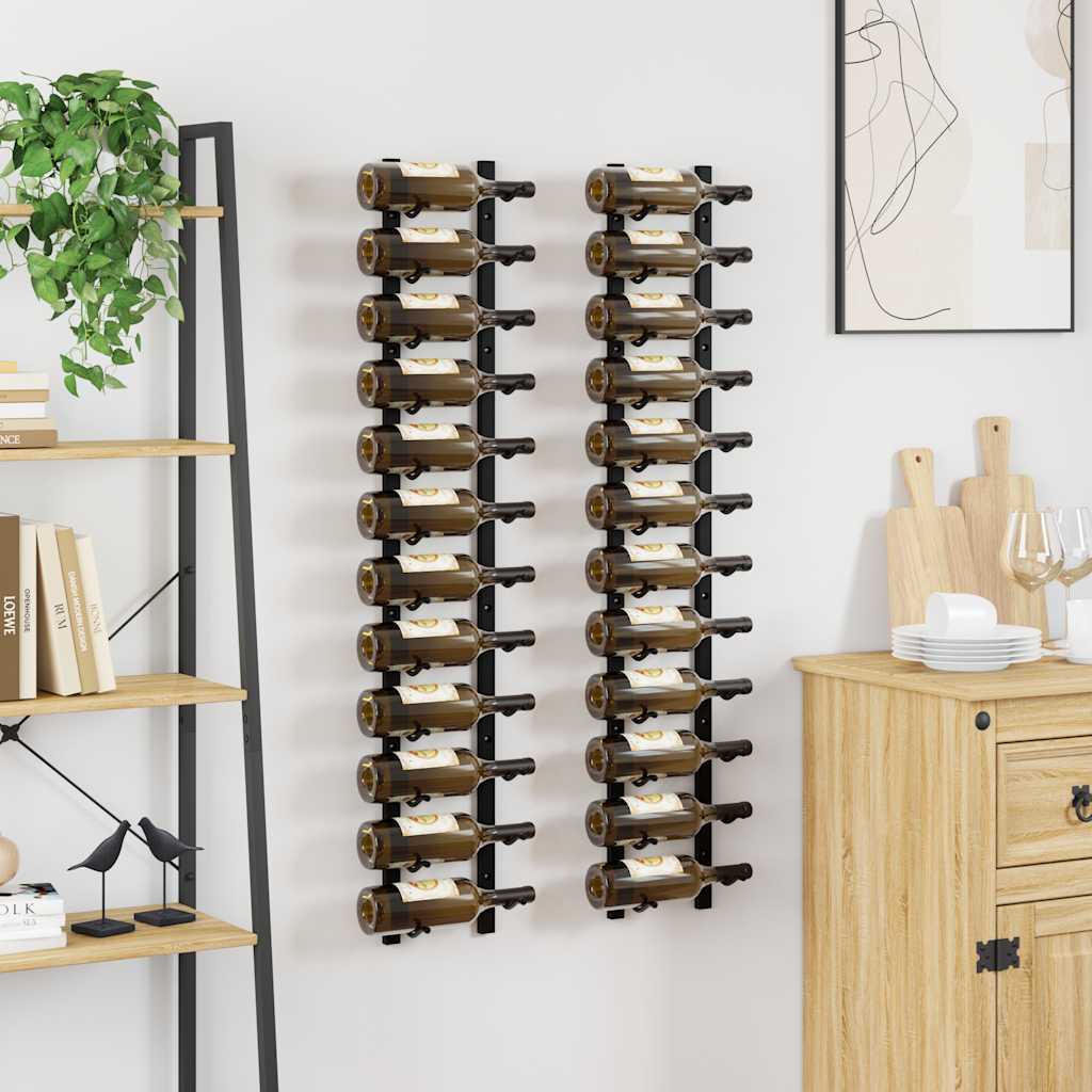 Wand-Weinregale für 12 Flaschen 2 Stk. Schwarz Eisen – Bild 3