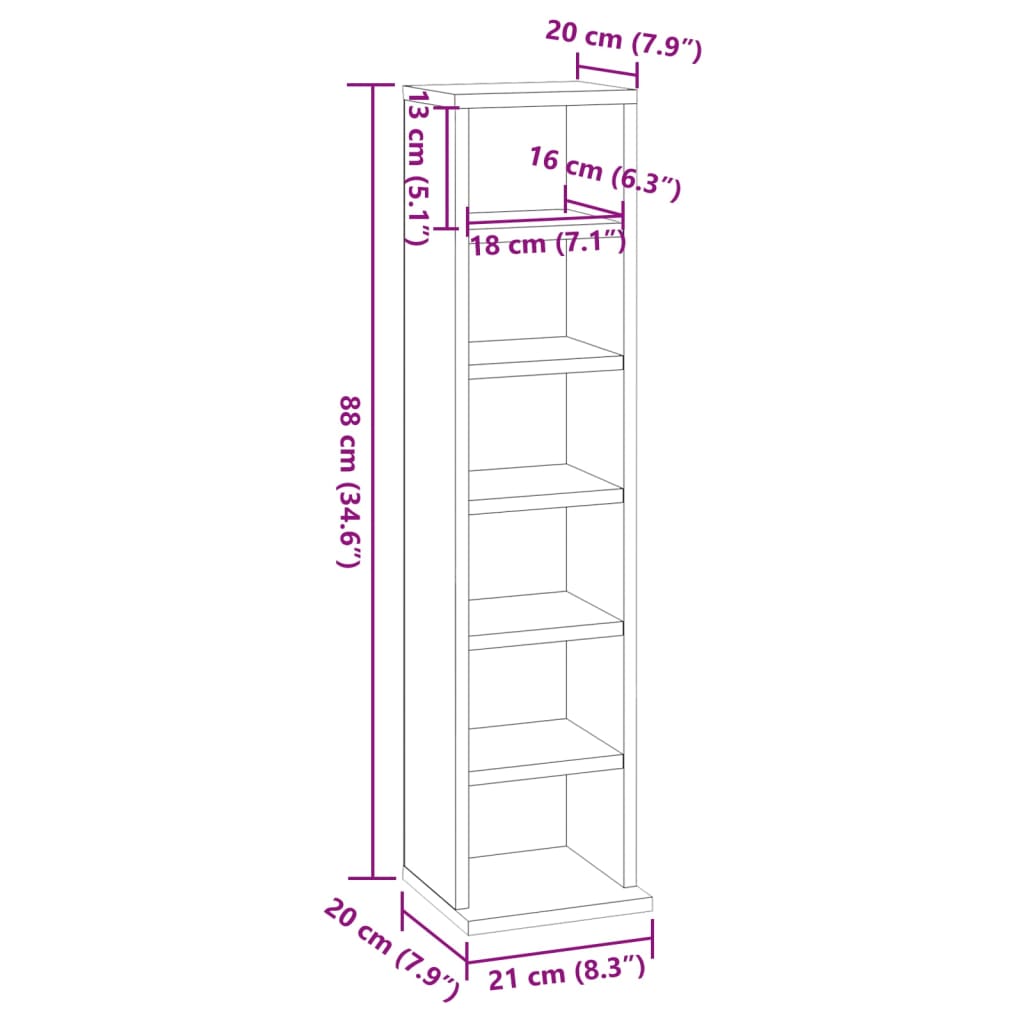 CD-Schrank Sonoma-Eiche 21x20x88 cm Holzwerkstoff – Bild 6