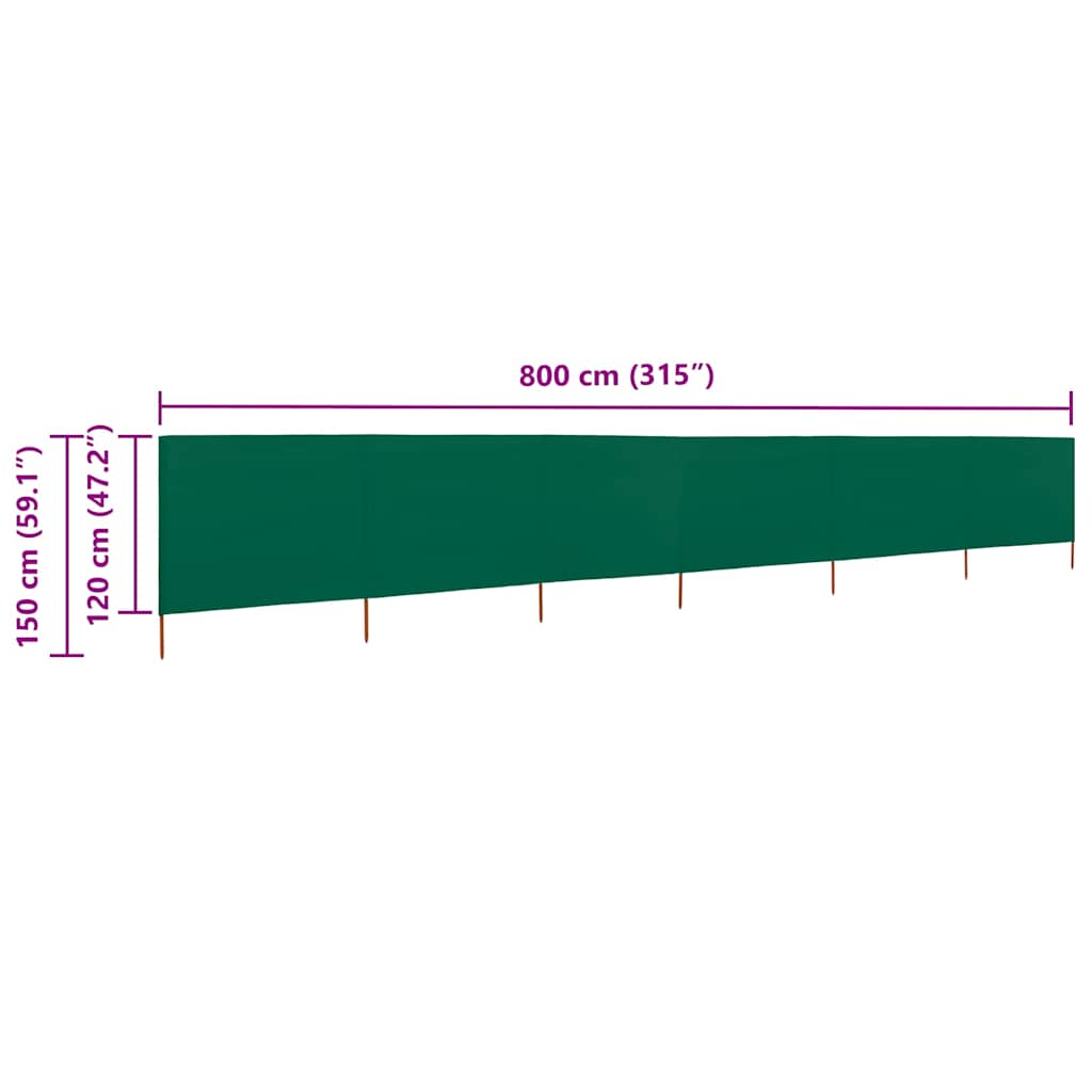 6-teiliges Windschutzgewebe 800 x 120 cm Grün – Bild 6