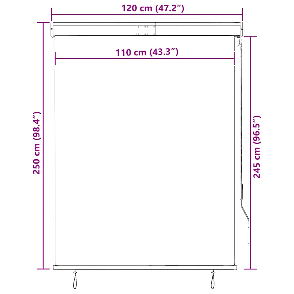 Außenrollo 120 x 250 cm Cremeweiß – Bild 10