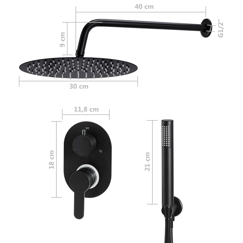 Duschsystem Edelstahl 201 Schwarz – Bild 6