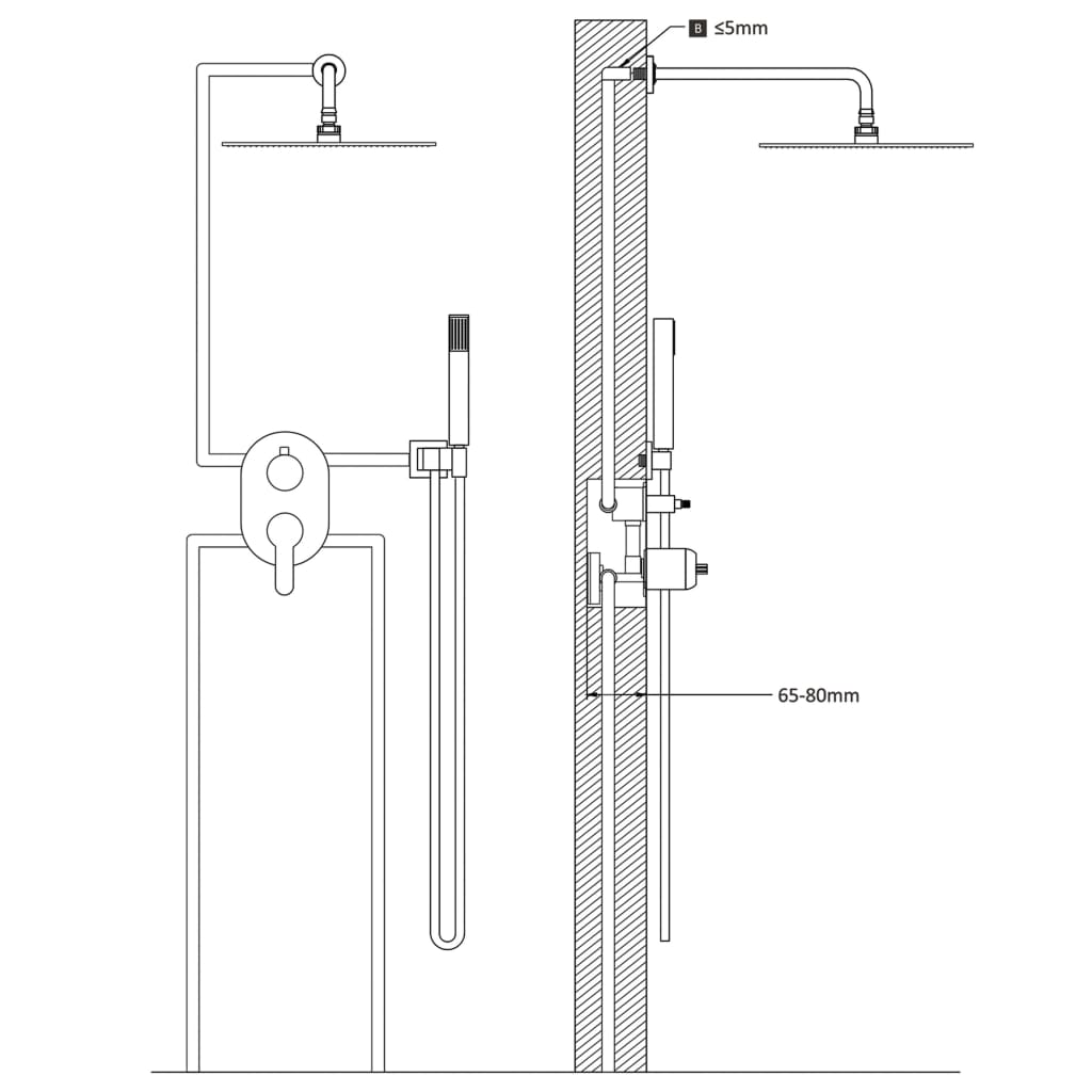 Duschsystem Edelstahl 201 Schwarz – Bild 7