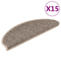 Treppenmatten Selbstklebend Sisal 15 Stk. 65x21x4cm Dunkelbeige