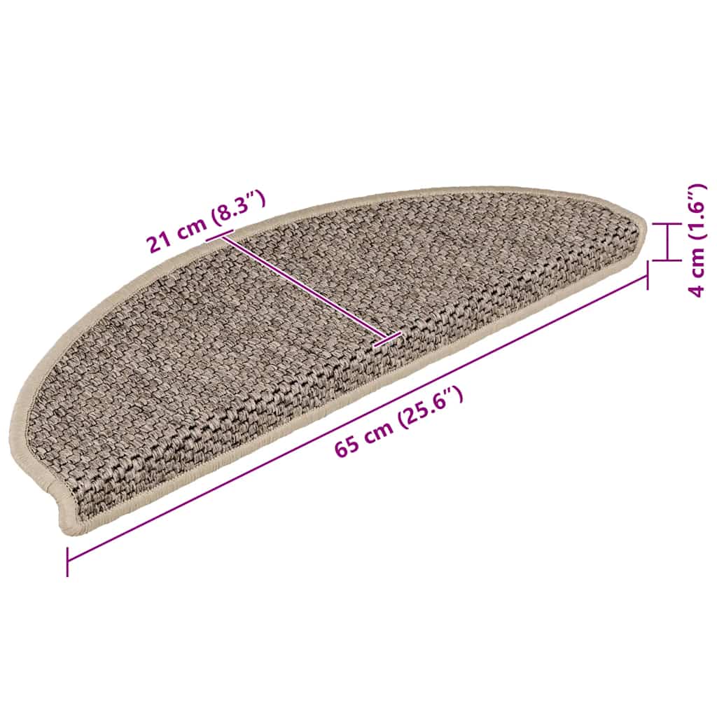 Treppenmatten Selbstklebend Sisal 15 Stk. 65x21x4cm Dunkelbeige – Bild 8