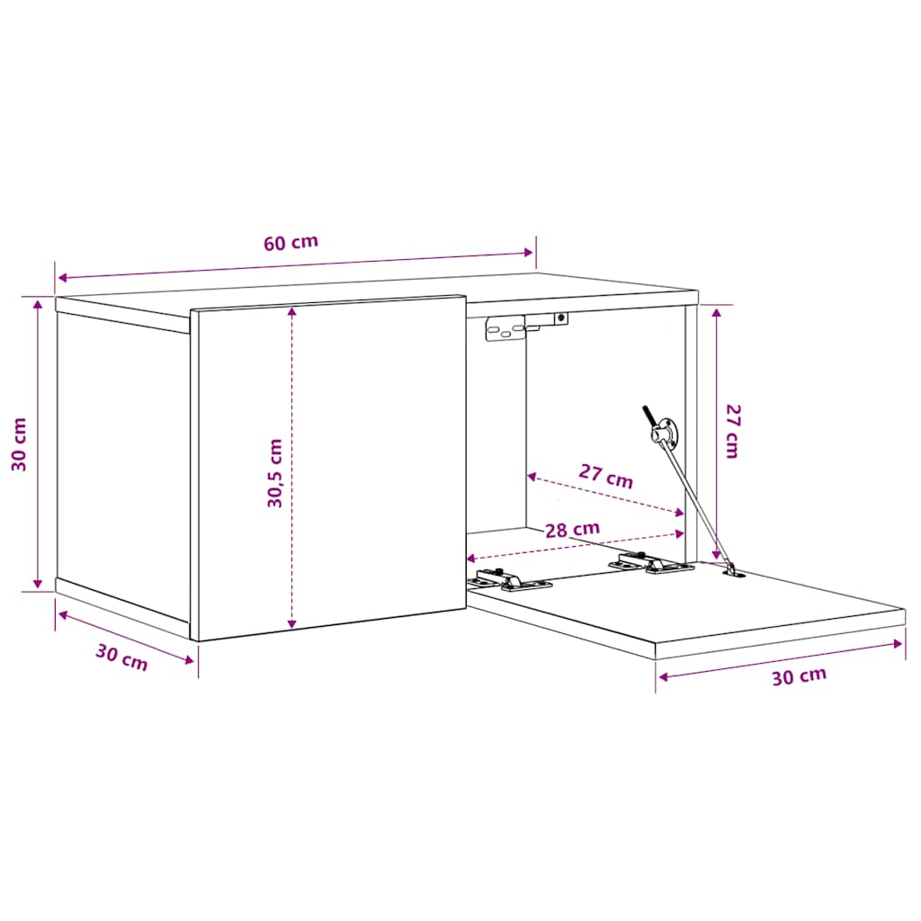 TV-Hängeschrank Betongrau 60x30x30 cm – Bild 8