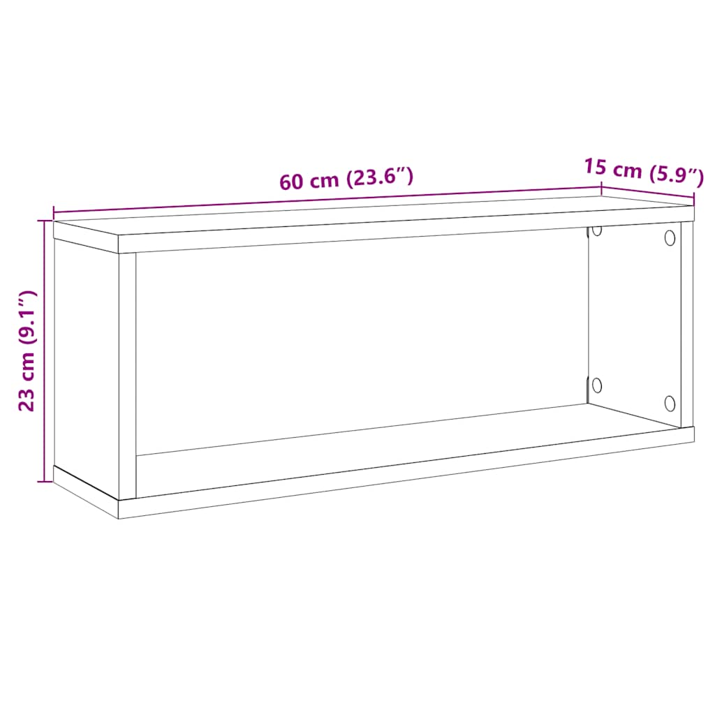 Würfelregale 2 Stk. Sonoma-Eiche 60x15x23 cm Holzwerkstoff – Bild 10