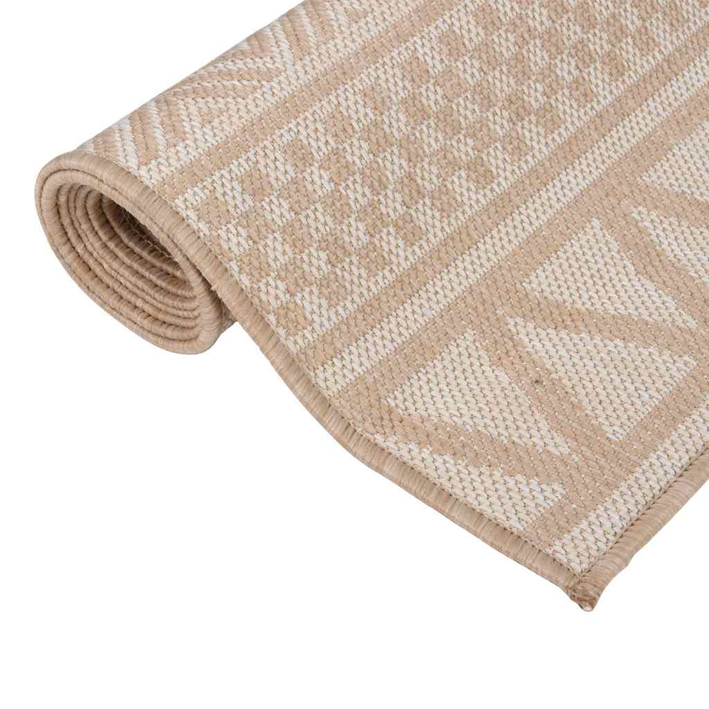 Outdoor-Teppich Flachgewebe 160x230 cm Braun Gestreift – Bild 3