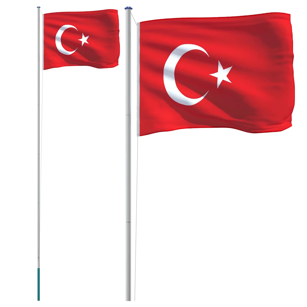 Flagge der Türkei mit Mast 6,08 m Aluminium – Bild 2