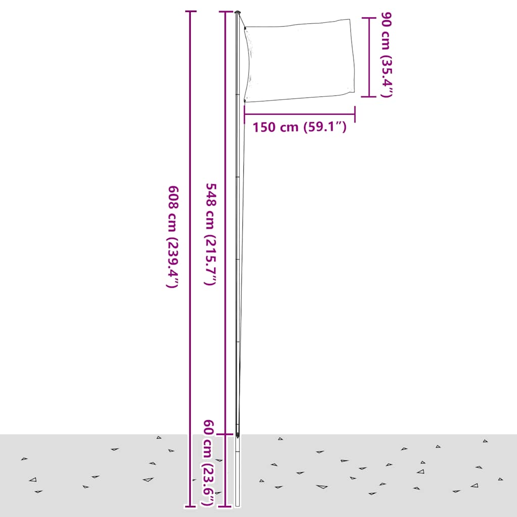 Flagge der Türkei mit Mast 6,08 m Aluminium – Bild 6
