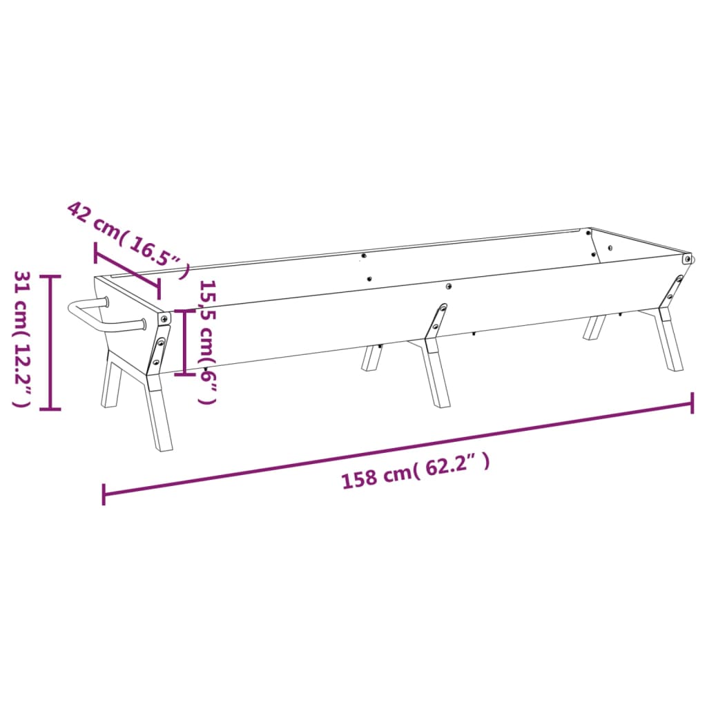 Grill Silbern 158x42x31 cm Edelstahl – Bild 7