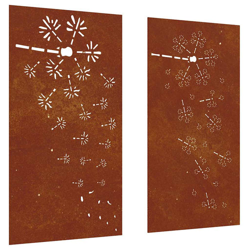 2-tlg. Garten-Wanddeko 105x55 cm Cortenstahl Blumen-Design – Bild 2