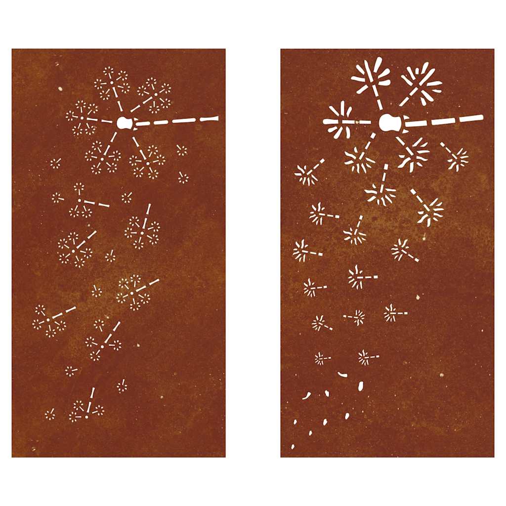 2-tlg. Garten-Wanddeko 105x55 cm Cortenstahl Blumen-Design – Bild 5