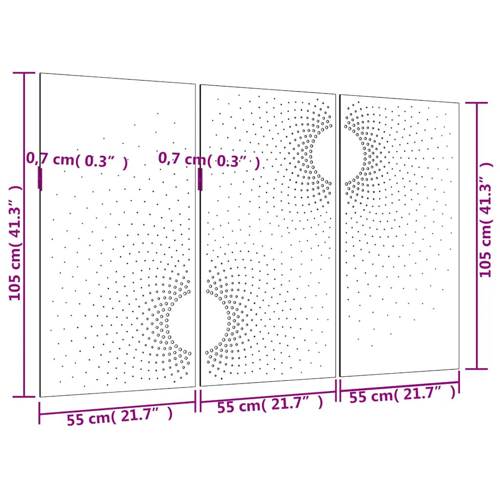 3-tlg. Garten-Wanddeko 105x55 cm Cortenstahl Sonnen-Design – Bild 9