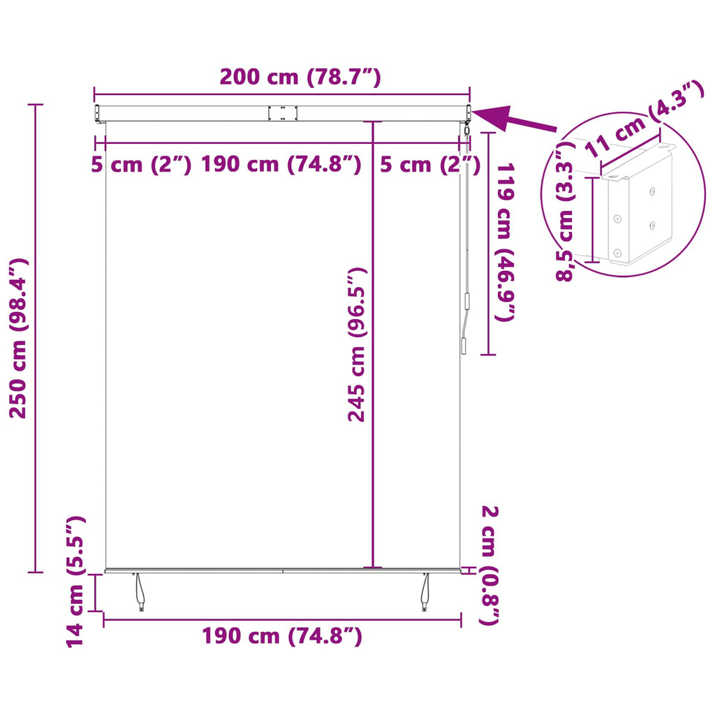 Rollo Creme 200 x 250 cm Stoff und Aluminium – Bild 4