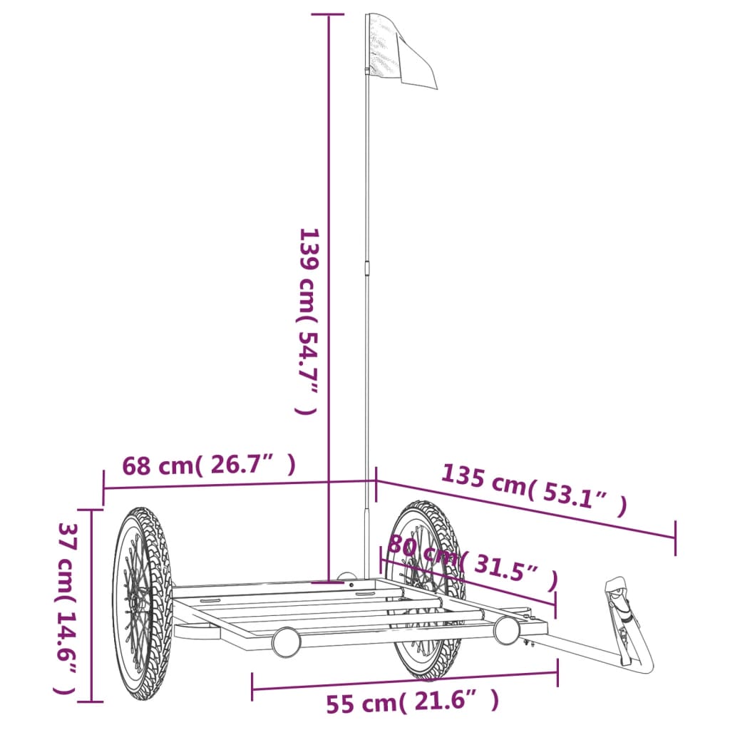 Fahrradanhänger Schwarz 135x68x37 cm Eisen – Bild 10