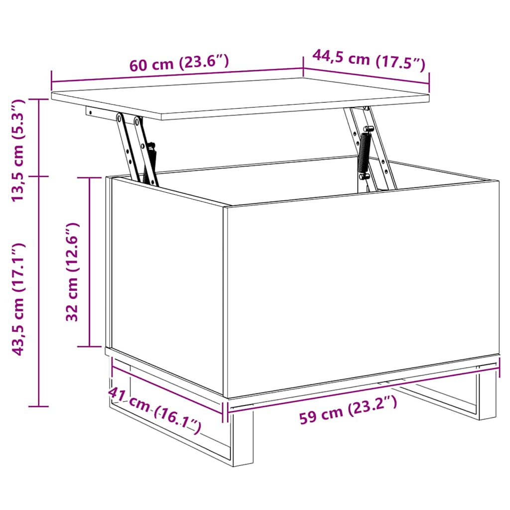 Couchtisch Räuchereiche 60x44,5x45 cm Holzwerkstoff – Bild 11
