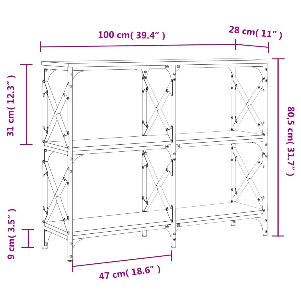 Konsolentisch Sonoma-Eiche 100x28x80,5 cm Holzwerkstoff – Bild 9