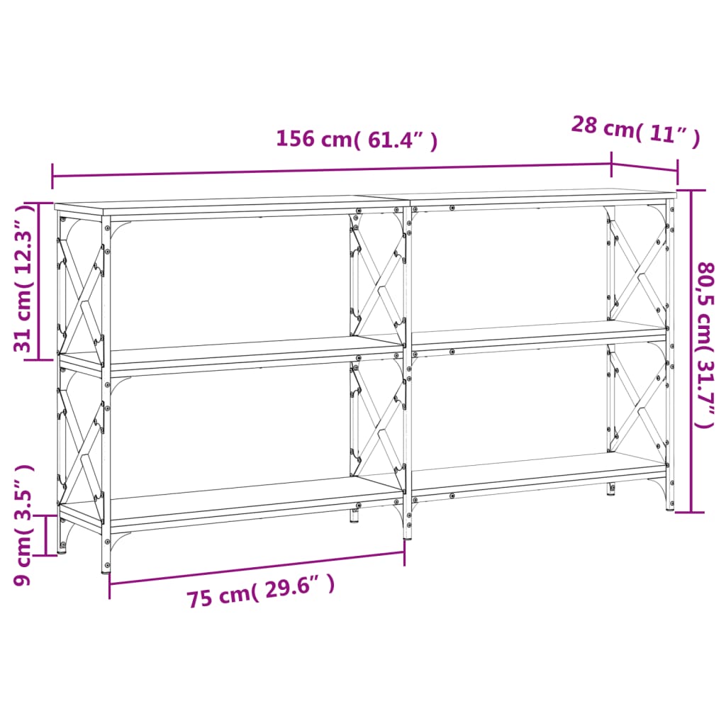 Konsolentisch Sonoma-Eiche 156x28x80,5 cm Holzwerkstoff – Bild 9