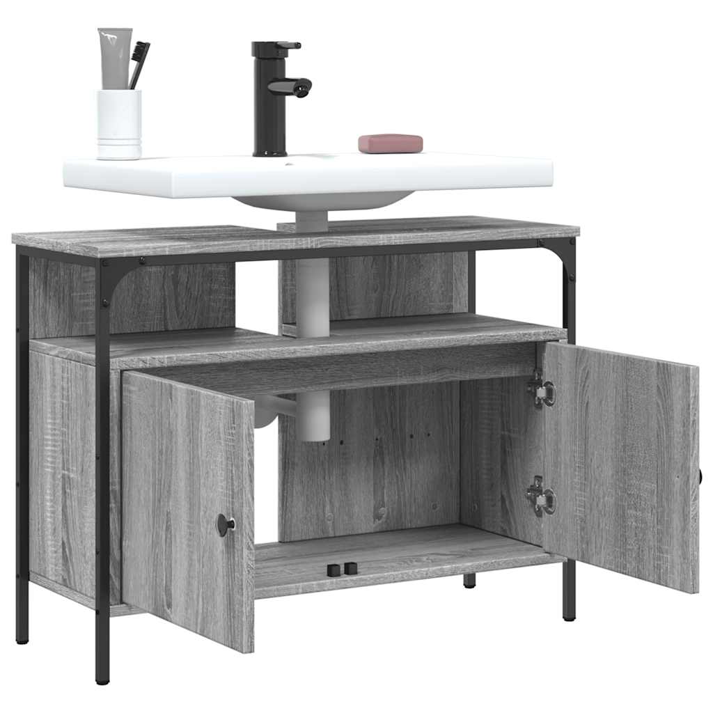 Waschbeckenunterschrank Grau Sonoma 80x30x60 cm Holzwerkstoff – Bild 9
