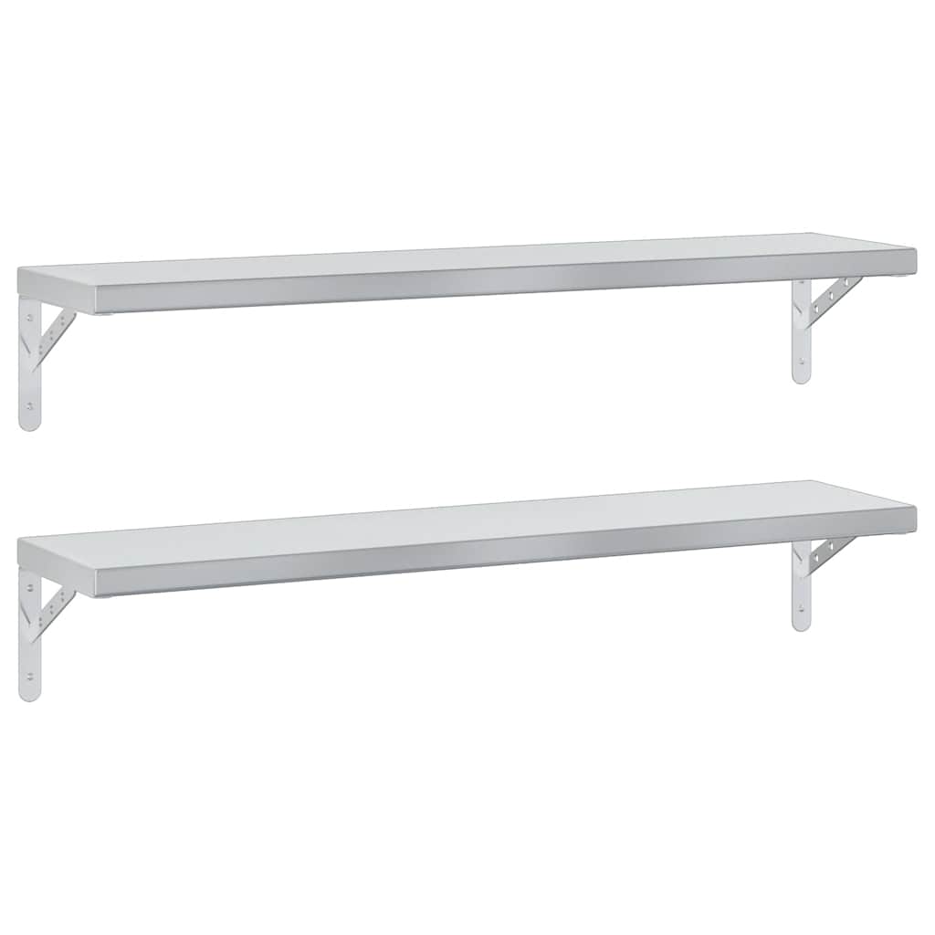 Wandregale 2 Stk. 100x23,5 cm Silbern Edelstahl – Bild 2