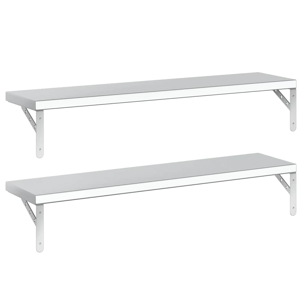 Wandregale 2 Stk. 100x23,5 cm Silbern Edelstahl – Bild 4