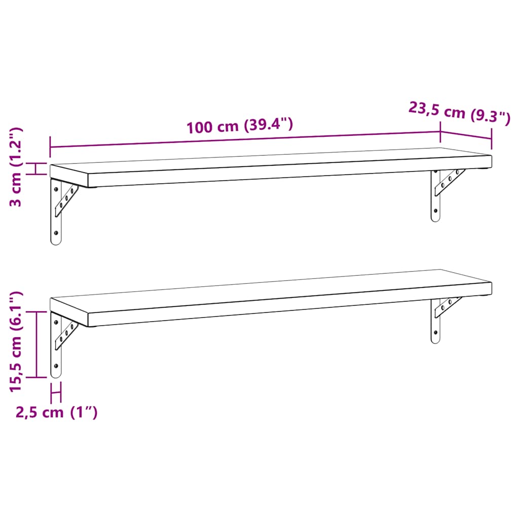 Wandregale 2 Stk. 100x23,5 cm Silbern Edelstahl – Bild 9