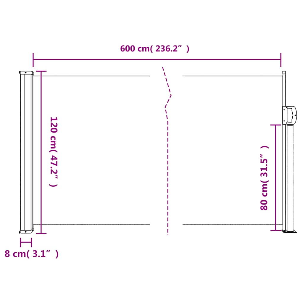 Ausziehbare Seitenmarkise Anthrazit 120x600 cm – Bild 11
