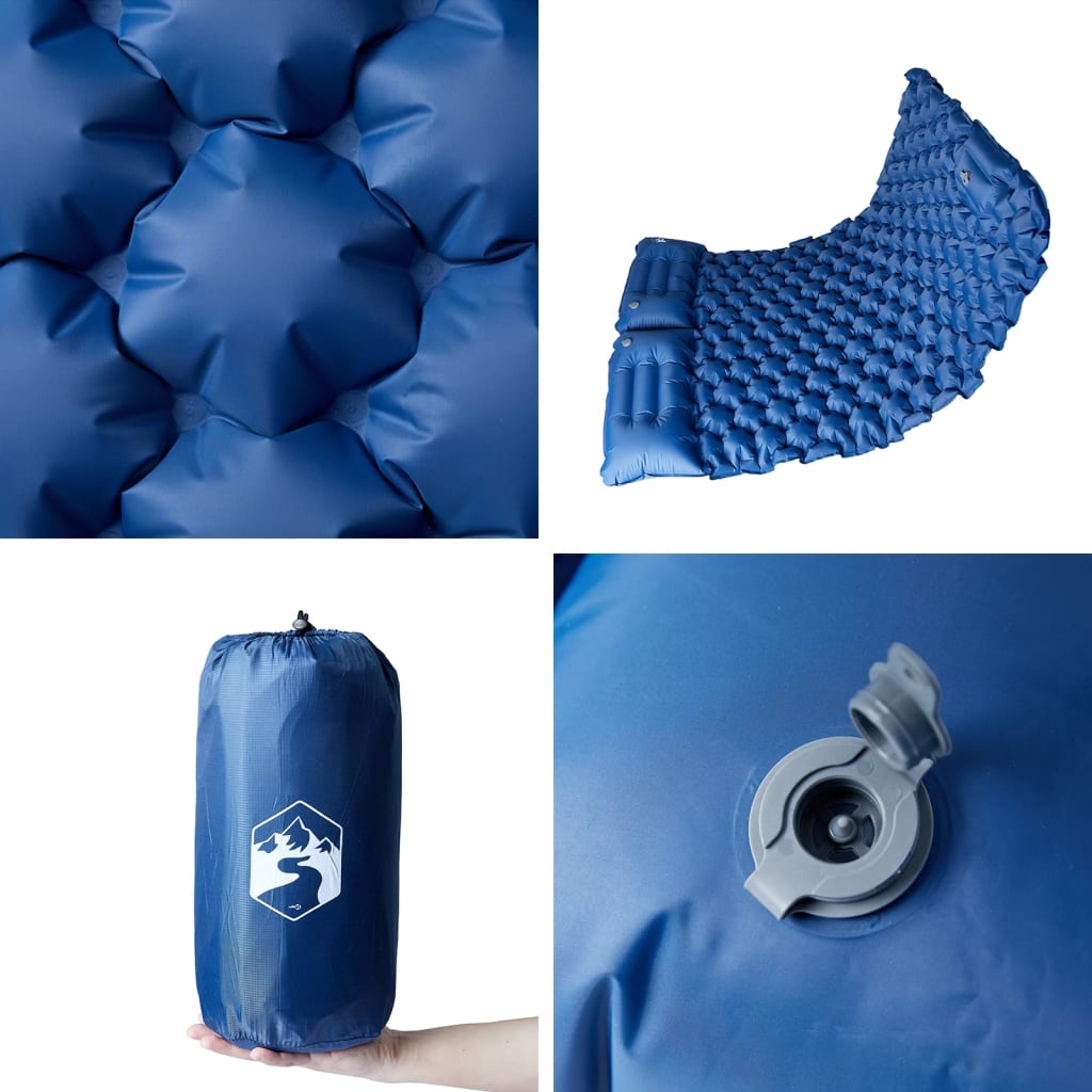 Doppel-Isomatte mit Kissen Selbstaufblasend Marineblau – Bild 5