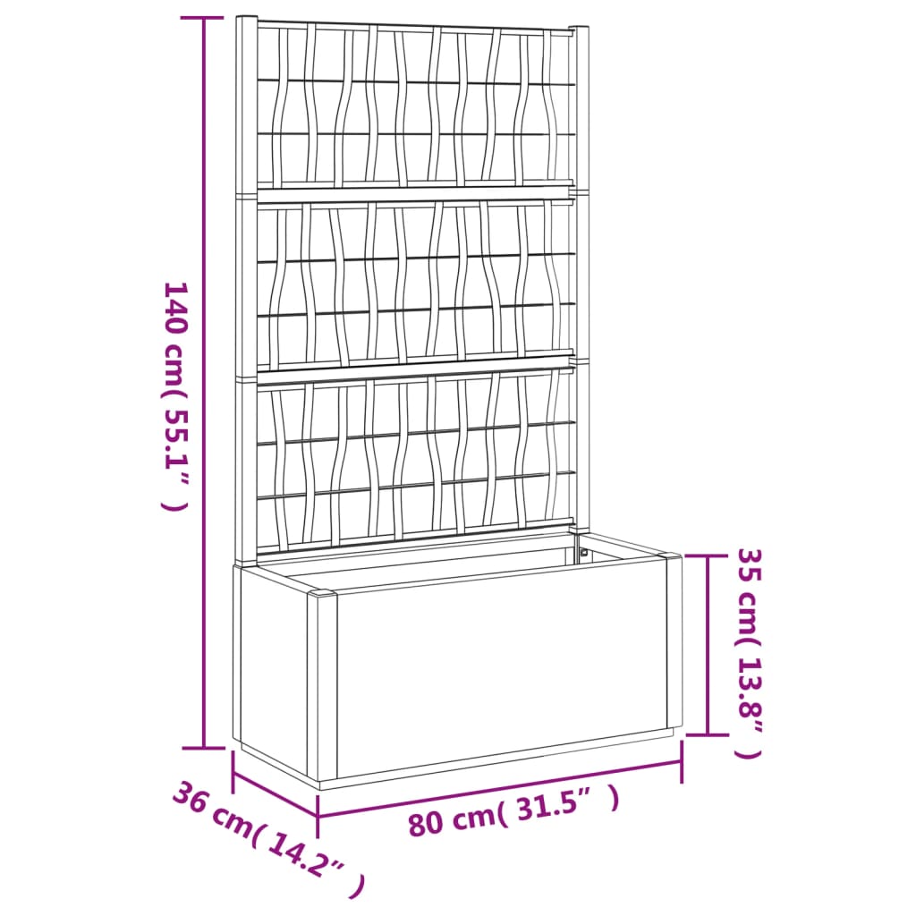 Pflanzkübel mit Rankgitter Dunkelgrau 80x36x140 cm PP – Bild 9