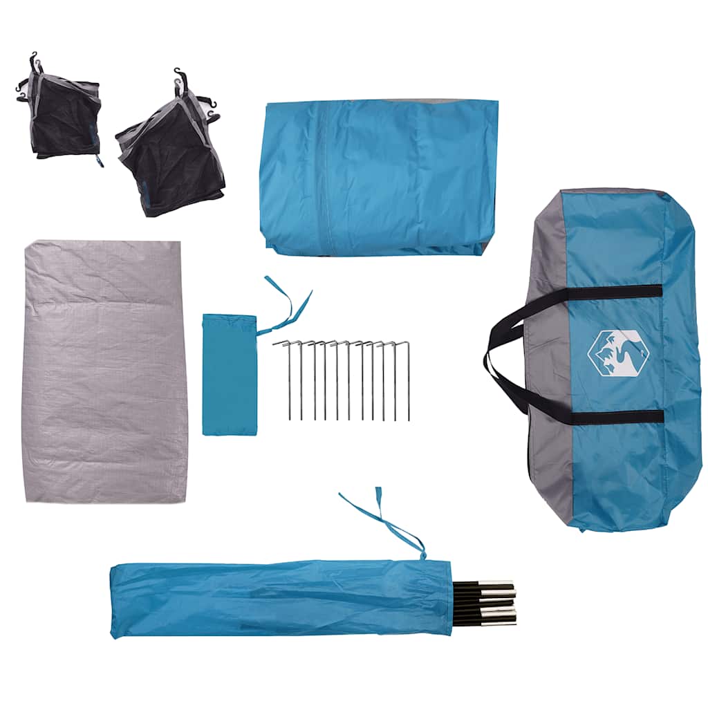 Campingzelt 4 Personen Blau Wasserdicht – Bild 10
