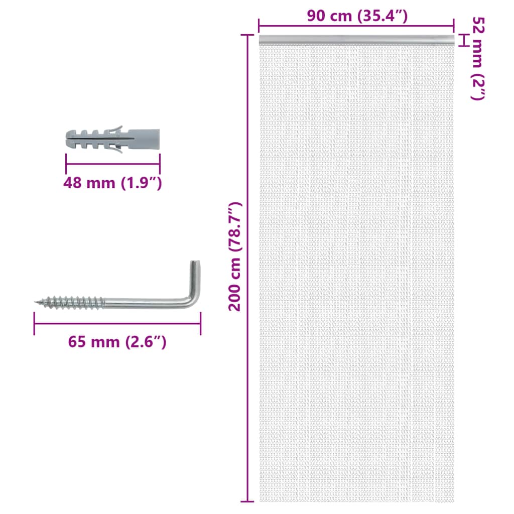Türvorhang aus Ketten 90x200 cm Aluminium – Bild 5