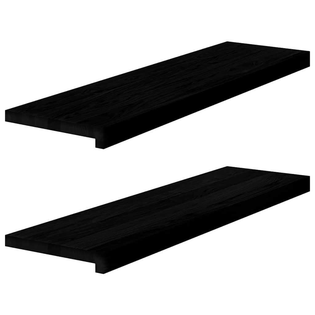 Fensterbänke 2 Stk. Braun-Schwarz 90x25x2 cm Massivholz Eiche