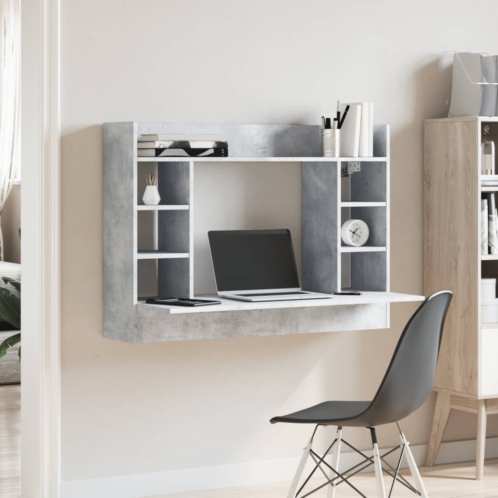Wand-Schreibtisch Betongrau 105x48x75 cm Holzwerkstoff – Bild 3