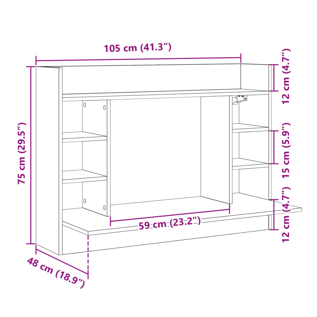 Wand-Schreibtisch Betongrau 105x48x75 cm Holzwerkstoff – Bild 10