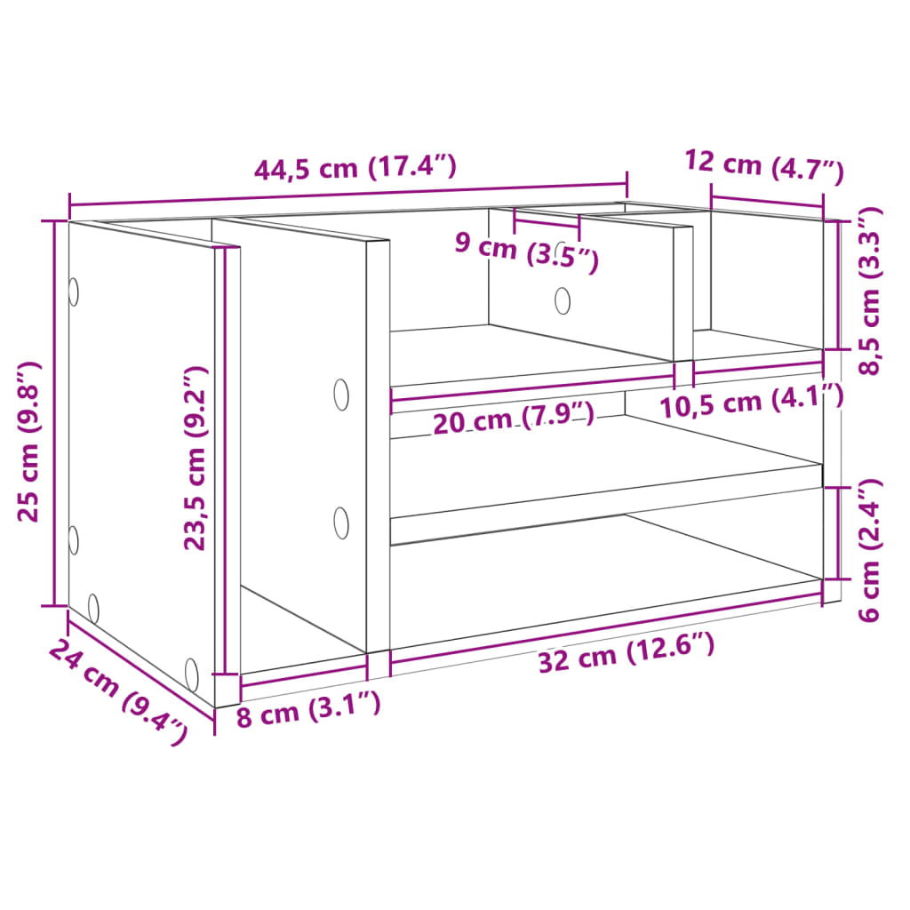 Schreibtisch-Organizer Sonoma-Eiche 44,5x24x25 cm Holzwerkstoff – Bild 9