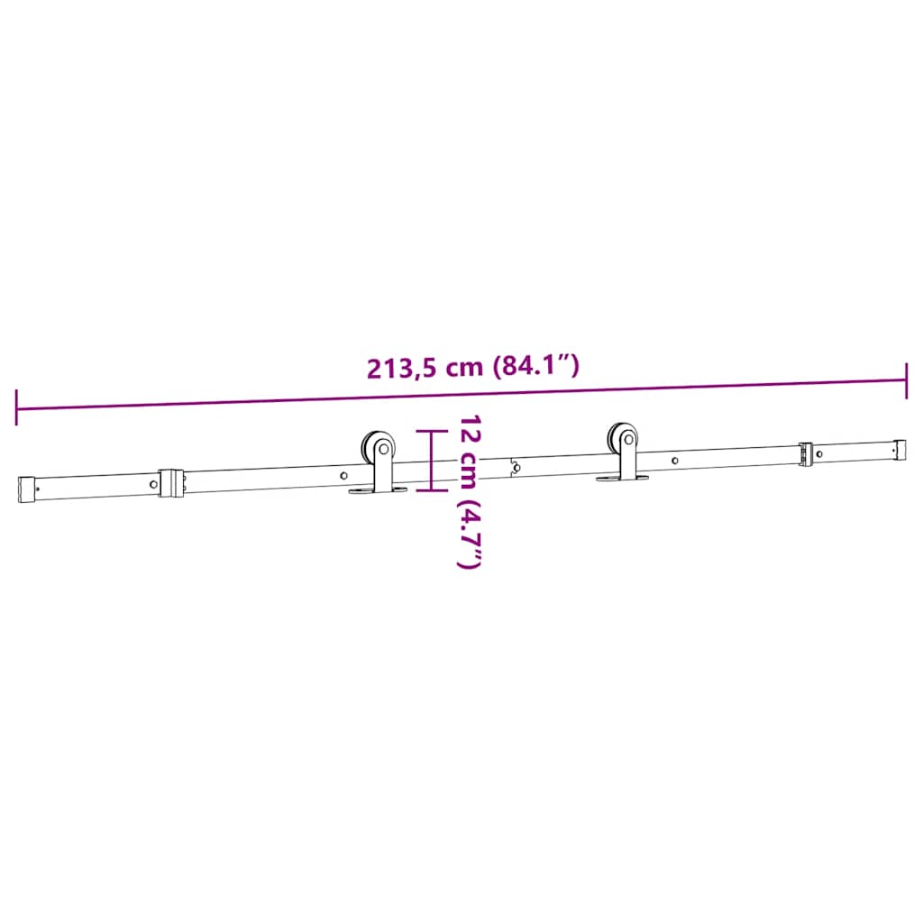 Schiebetürbeschlag-Set 213,5 cm Stahl Schwarz – Bild 12