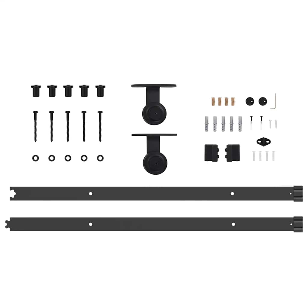 Schiebetürbeschlag-Set 213,5 cm Stahl Schwarz – Bild 5