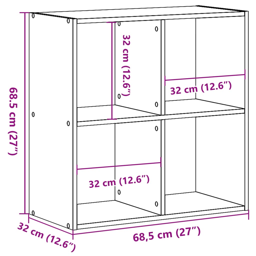 Bücherregal Sonoma-Eiche 68,5x32x68,5 cm Holzwerkstoff – Bild 9