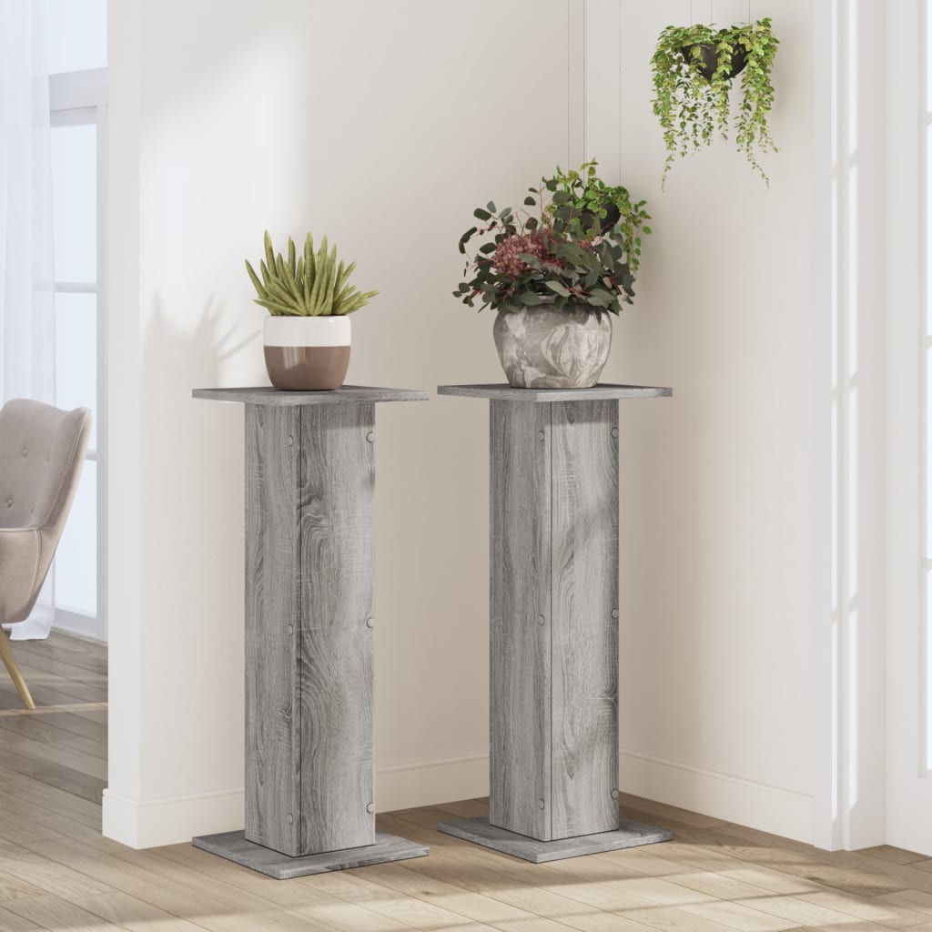 Pflanzenständer 2 Stk. Grau Sonoma 30x30x80 cm Holzwerkstoff – Bild 3