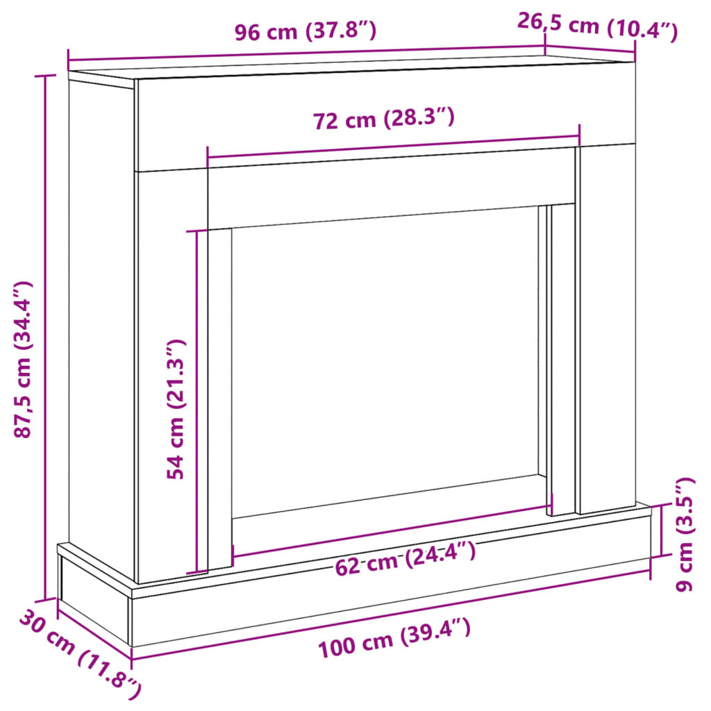Kaminumrandung Betongrau 100x30x87,5 cm Holzwerkstoff – Bild 9
