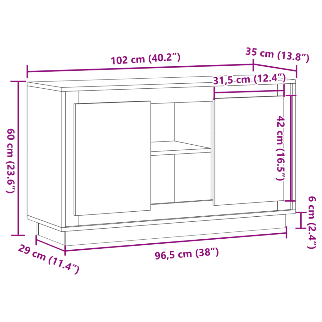 Sideboard Altholz-Optik 102x35x60 cm Holzwerkstoff – Bild 9