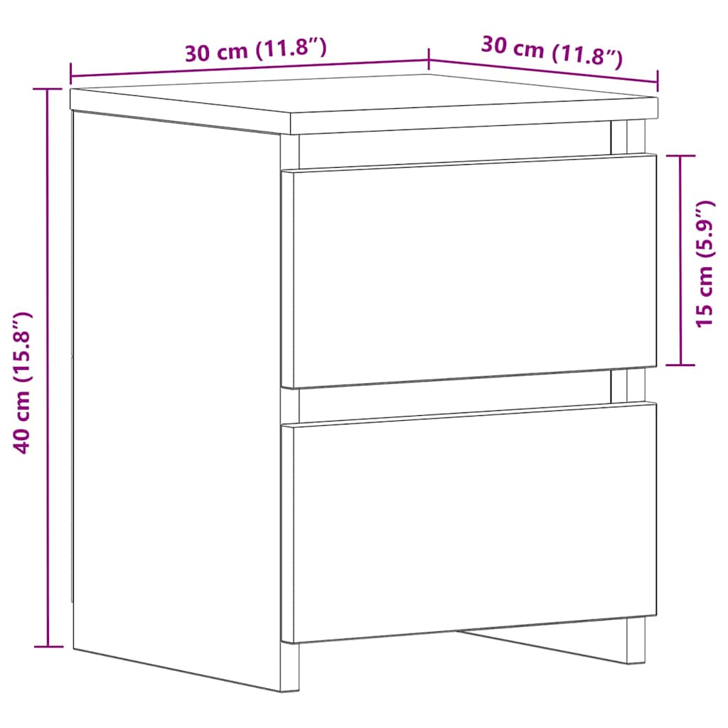 Nachttisch Schwarz Eichen-Optik 30 x 30 x 40 cm Holzwerkstoff – Bild 12