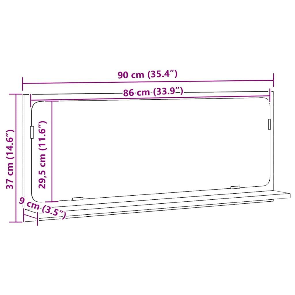 Spiegelablage Artisan-Eiche 90 x 10,5 x 37 cm Holzwerkstoff – Bild 12