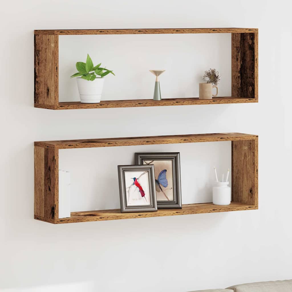 Wandregale Wandhalterung 2 Stk. Altholz 80 x 15 x 26 cm